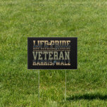 Proud Veterans Harris Walz 2024 Black  Sign