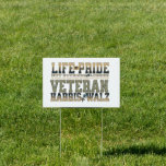 Proud Veterans Harris Walz 2024 White Sign