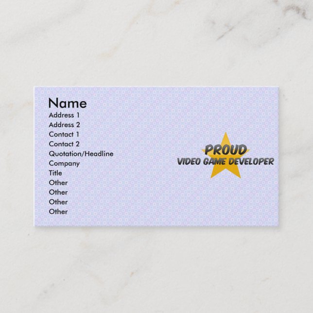 Proud Video Game Developer Business Card (Front)
