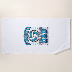 Proud Volleyball Dad Vintage Sports Shirt Design_1 Beach Towel