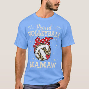 Proud Volleyball Mamaw Women Leopard Game Day Play T-Shirt