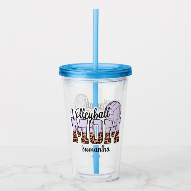 Proud Volleyball Mom – Serving Up Support Acrylic Tumbler (Front)