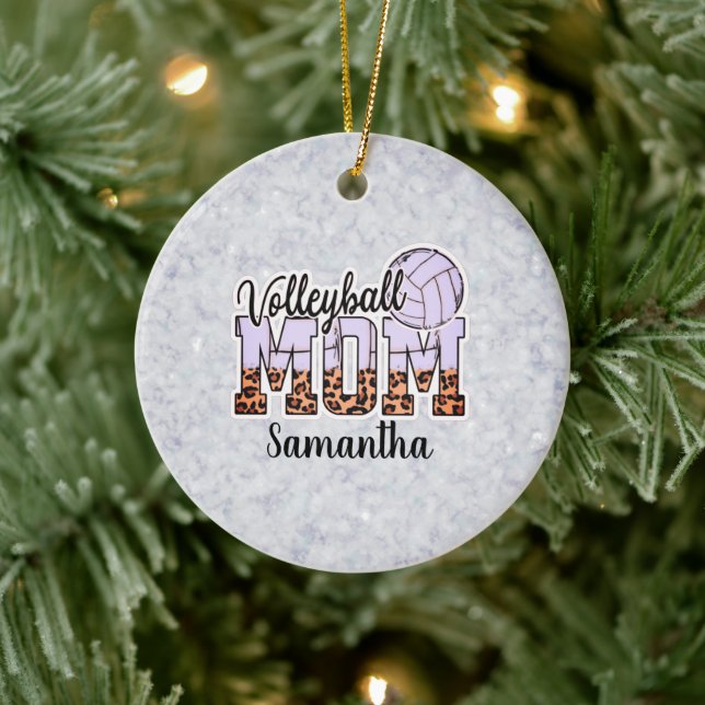 Proud Volleyball Mom – Serving Up Support Ceramic Ornament (Tree)