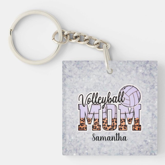 Proud Volleyball Mom – Serving Up Support Keychain (Front)