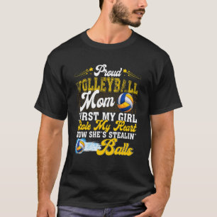 Proud Volleyball Mom She's Stealin' Balls Family T-Shirt