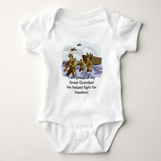 Proud War Veteran Great Grandpa Baby Bodysuit (Front)