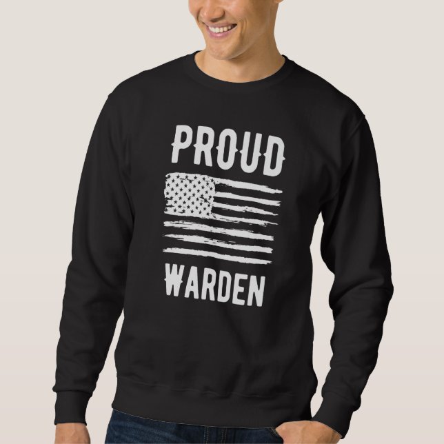 Proud Warden Profession American Flag Premium Sweatshirt (Front)