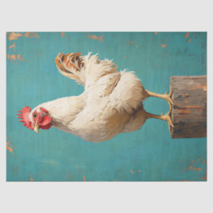 Proud White Chicken Decoupage Tissue Paper