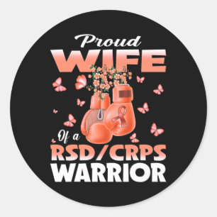 Proud Wife Of A Rsd Crps Warrior Awareness Boxing Classic Round Sticker