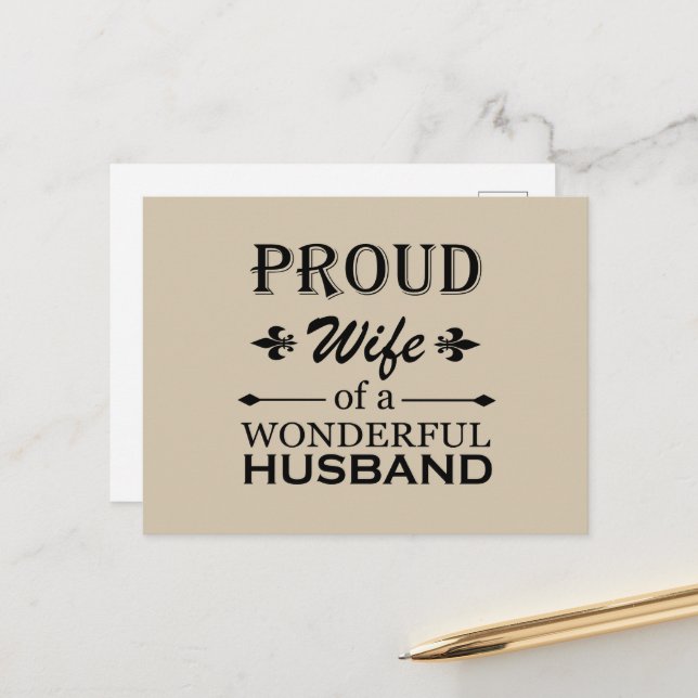 proud wife of a wonderful husband holiday postcard (Front/Back In Situ)