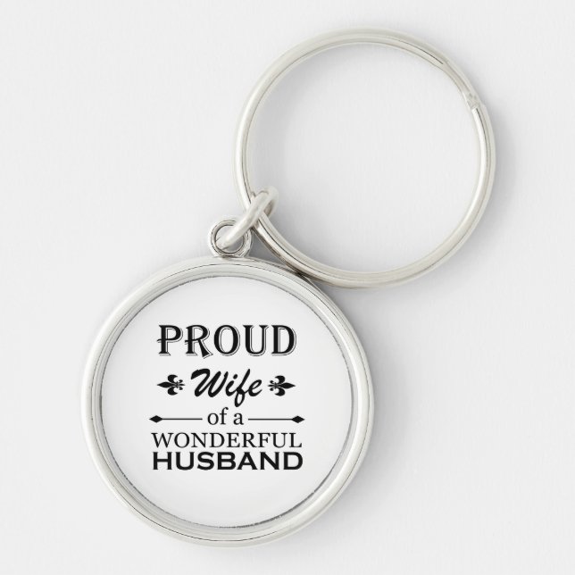 proud wife of a wonderful husband keychain (Front)