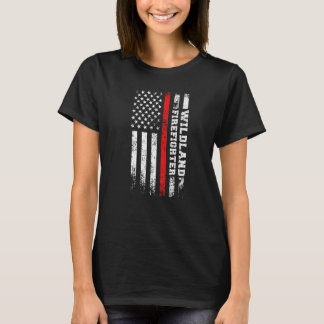 Proud Wildland Firefighter Us Flag Wildland Firema T-Shirt
