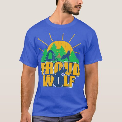 Proud Wolf Scout Cub Camping Boy Hiking Scouting D T_Shirt