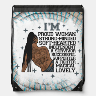 Proud Woman Black Queen Melanin Sista Shopp Drawstring Bag