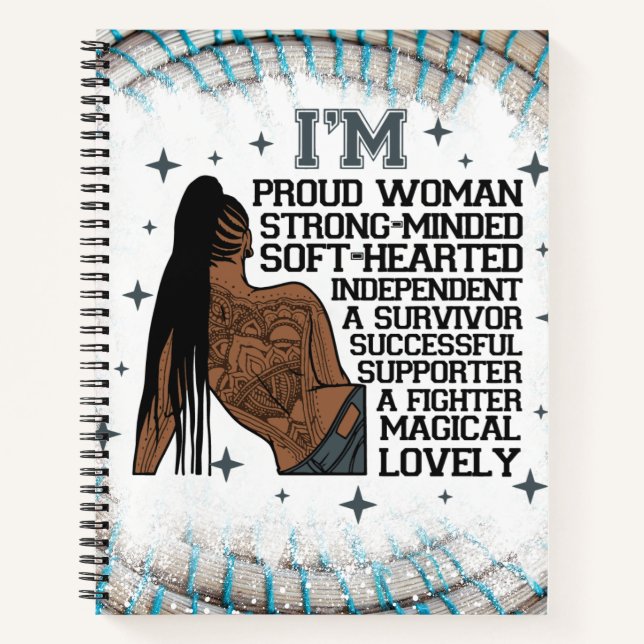 Proud Woman Black Queen Melanin Sista Shopp Notebook (Front)