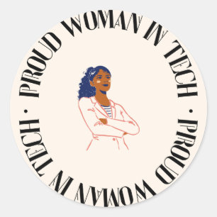 Proud Woman in Tech Classic Round Sticker