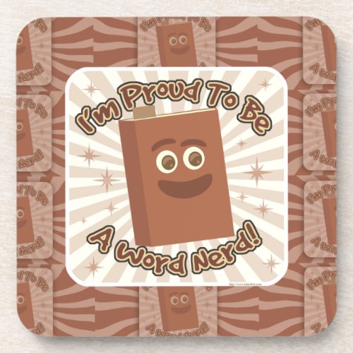 Proud Word Nerd Pattern Slogan Fun Art Beverage Coaster