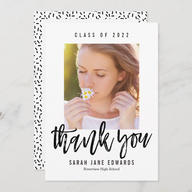 Proudly Brushed Graduation Thank You Note Invitation (Front/Back)