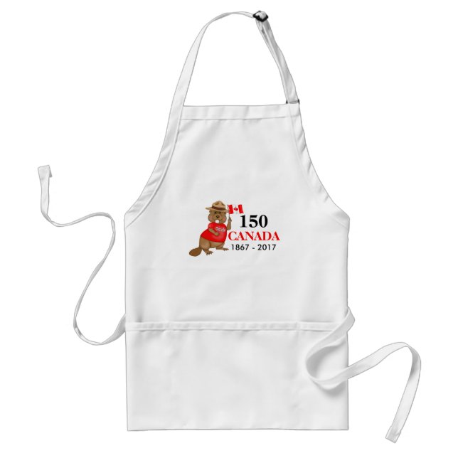 Proudly Canadian Beaver 150 Anniversary Adult Apron (Front)