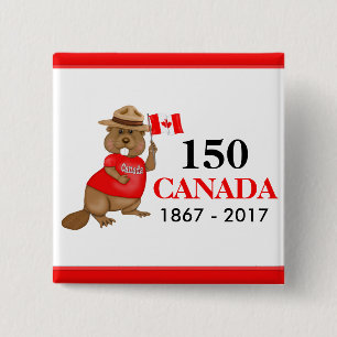 Proudly Canadian Beaver 150 Anniversary Button