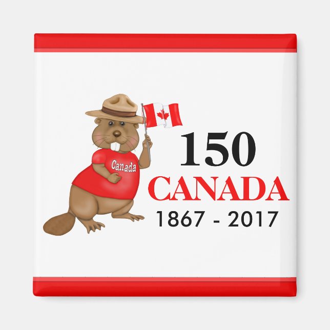 Proudly Canadian Beaver 150 Anniversary Magnet (Front)