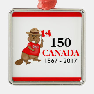 Proudly Canadian Beaver 150 Anniversary Metal Ornament