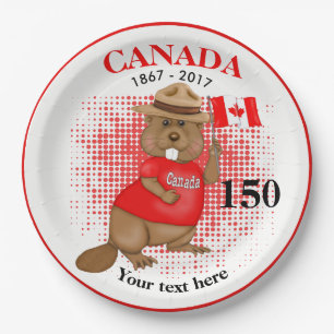 Proudly Canadian Beaver 150 Anniversary Paper Plates