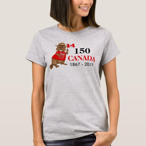 Proudly Canadian Beaver 150 Anniversary T_Shirt