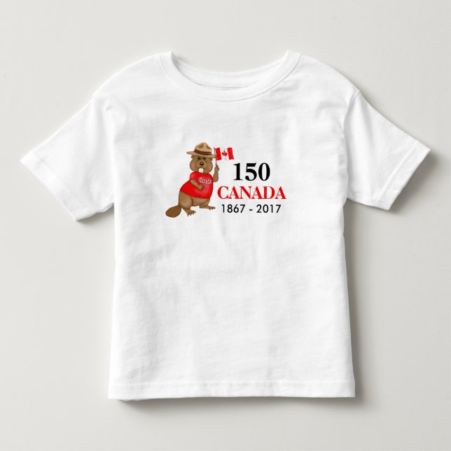 Proudly Canadian Beaver 150 Anniversary Toddler T-shirt (Front)