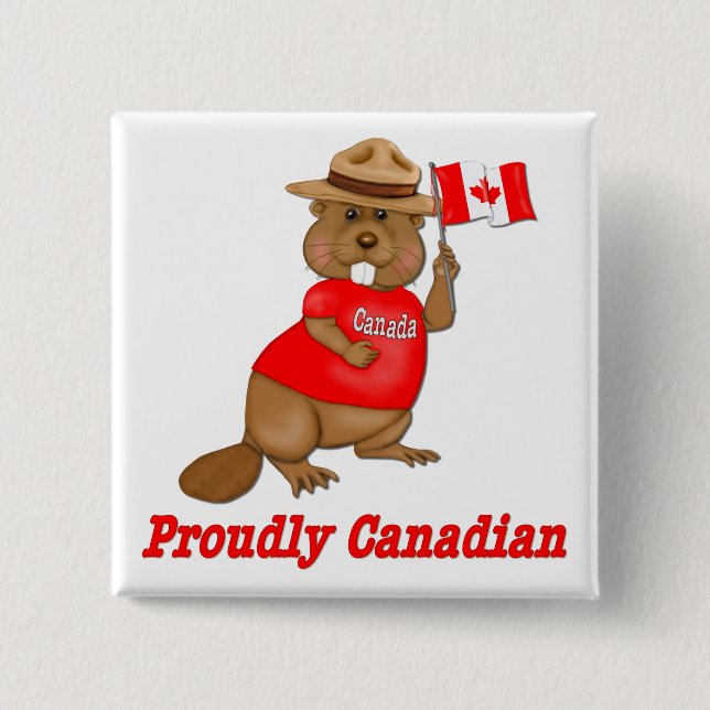 Proudly Canadian Beaver Button (Front)