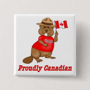Proudly Canadian Beaver Button