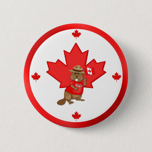 Proudly Canadian Beaver Button