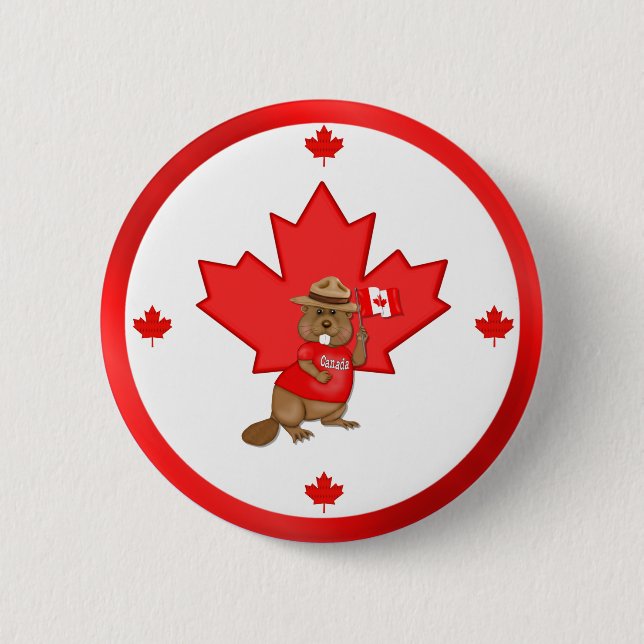 Proudly Canadian Beaver Button (Front)