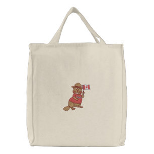 Proudly Canadian Beaver Embroidered Tote Bag