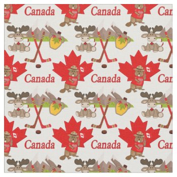Proudly Canadian Beaver Moose Fabric Small Print by uniqueprints at Zazzle