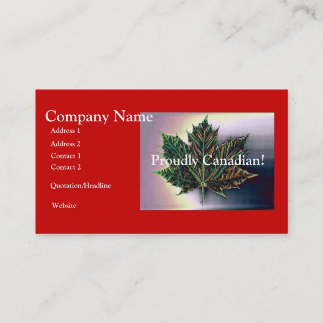 Proudly Canadian!-Maple Leaf Business Card (Front)