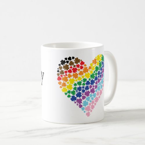 Proudly Irish Rainbow Shamrock Heart Coffee Mug