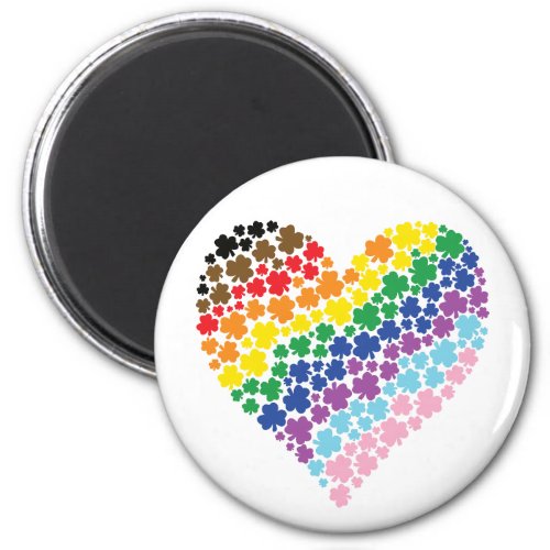 Proudly Irish Rainbow Shamrock Heart Magnet
