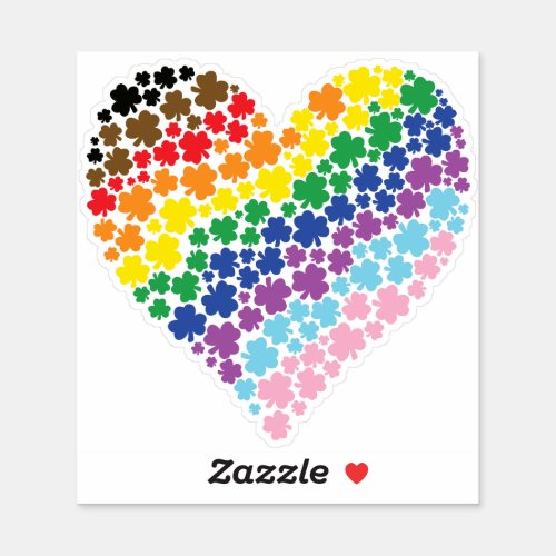 Proudly Irish Rainbow Shamrock Heart Sticker