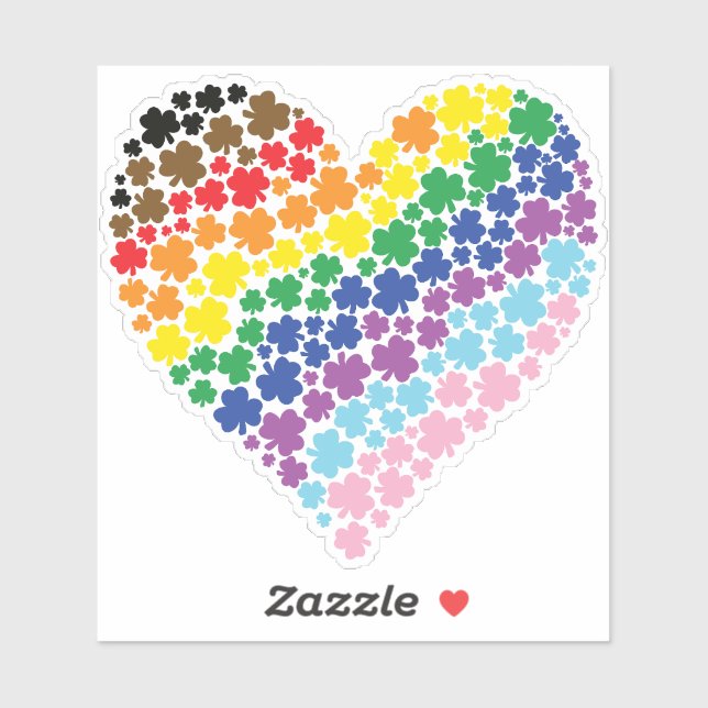 Proudly Irish Rainbow Shamrock Heart Sticker (Sheet)