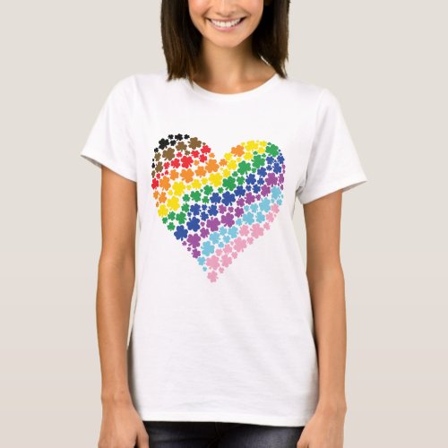Proudly Irish Rainbow Shamrock Heart T_Shirt