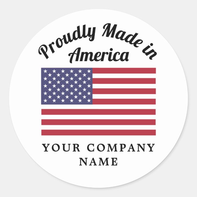 Proudly Made in America USA American Flag Classic Round Sticker (Front)