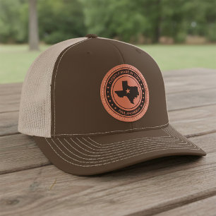 Proudly Made In Texas Personalized Name Leather Patch Hat