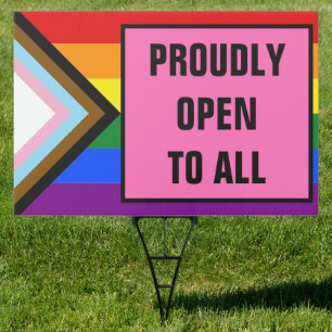 Proudly Open to All LGBT Customer Rainbow Pride Sign