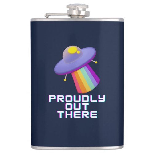 Proudly Out There Gay Alien Pride Flask