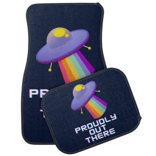 Proudly Out There Gay Alien Pride Set of Car Mats