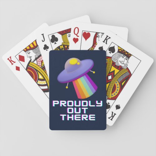 Proudly Out There Gay Pride Alien Playing Cards