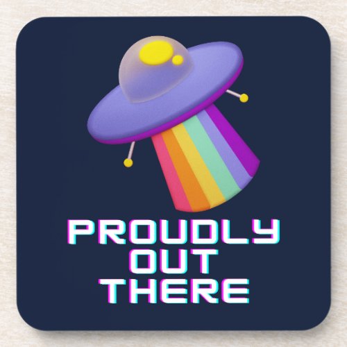 Proudly Out There Gay Pride Beverage Coaster