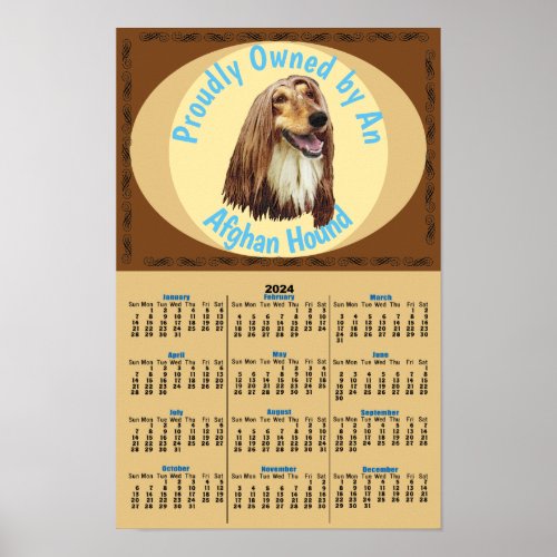 Proudly Owned _ Afghan Hound v2 2024 Calendar Poster