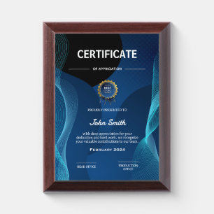 Proudly presented appreciation award plaque